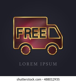 Free Shipping Red Ruby with Golden Frame Precious Jewellery Icon / Logo Design