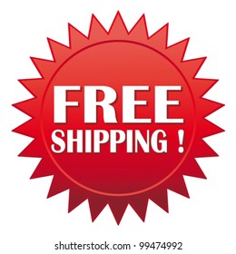 Free Shipping ! Red Website Vector Icon.