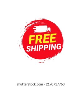 Free Shipping Sale Promotion Label. Free Courier Service Badge