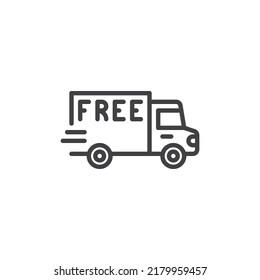 Free shipping service line icon. linear style sign for mobile concept and web design. Free delivery truck outline vector icon. Symbol, logo illustration. Vector graphics