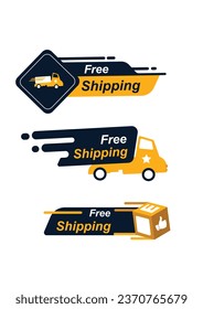 Free shipping service logo badge. Free shipping order icon vector