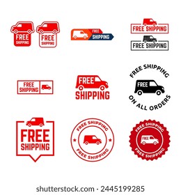 Free shipping service logo or icon badge set vector illustration.