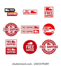 Free shipping service logo or icon badge set vector illustration.