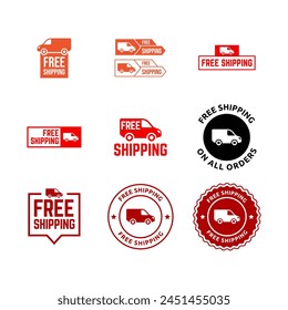 Free shipping service logo or icon badge set vector illustration.