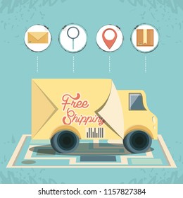 free shipping service with truck icon vector ilustration