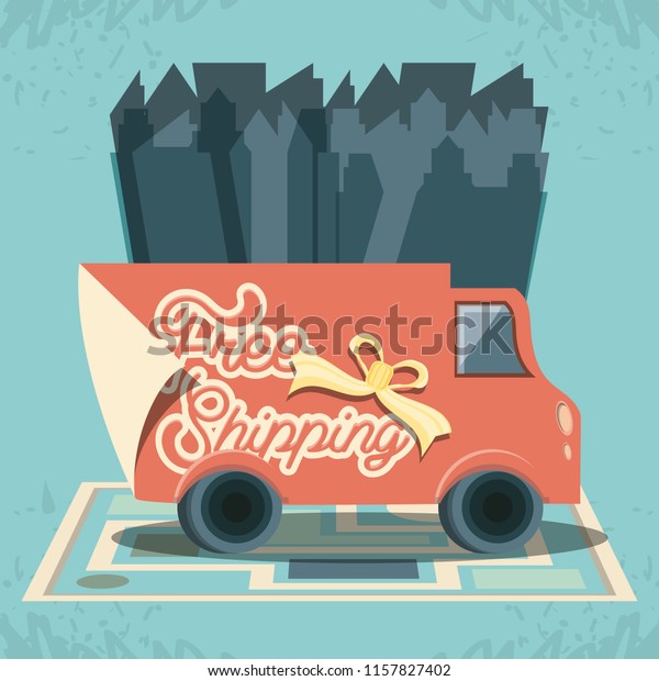 free\
shipping service with truck icon vector\
ilustration