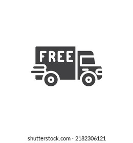 Free shipping service vector icon. filled flat sign for mobile concept and web design. Free delivery truck glyph icon. Symbol, logo illustration. Vector graphics