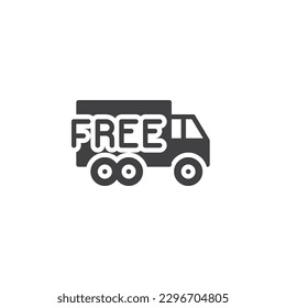 Icono vectorial de servicio de envío gratuito. signo plano relleno para concepto móvil y diseño web. Icono de glifo de camión de entrega gratuita. Símbolo, ilustración del logotipo. Gráficos vectoriales