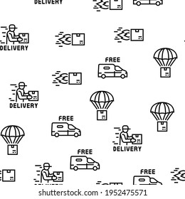 Free Shipping Service Vector Seamless Pattern Thin Line Illustration