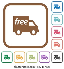 Free shipping simple icons in color rounded square frames on white background