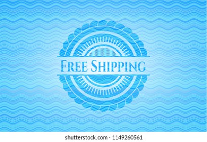 Free Shipping sky blue water badge background.