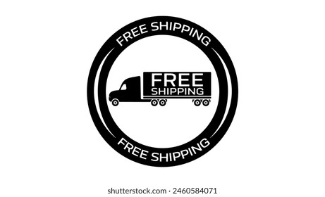 free shipping stamp, black isolated silhouette