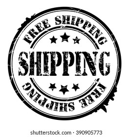 free shipping stamp on a white, vector illustration 
