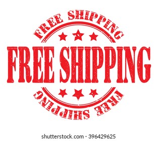 free shipping stamp on a white, vector illustration 