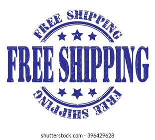 free shipping stamp on a white, vector illustration 