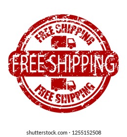 Free shipping stamp rubber for delivery service. Rubber grunge free delivery in business, guarantee transportation illustration