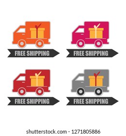 Free shipping sticker icon or graphic label for promotional campaign or business marketing material
