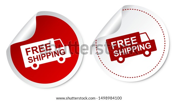 Free\
Shipping Stickers Isolated On White\
Background