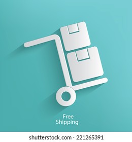 Free shipping symbol on blue background,clean vector