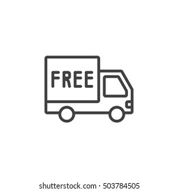free shipping symbol, truck line icon, outline vector sign, linear pictogram isolated on white. logo illustration