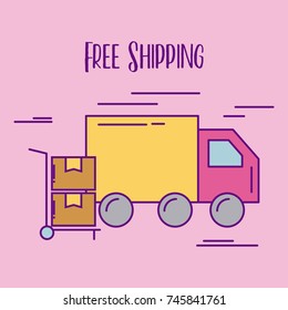 free shipping truck delivery hand cart cardboard boxes