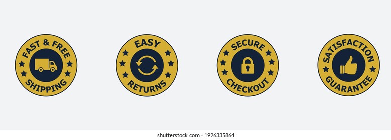 Free Shipping ,Trust Badges, easy return,  easy returns, secure checkout, satisfaction guarantee
