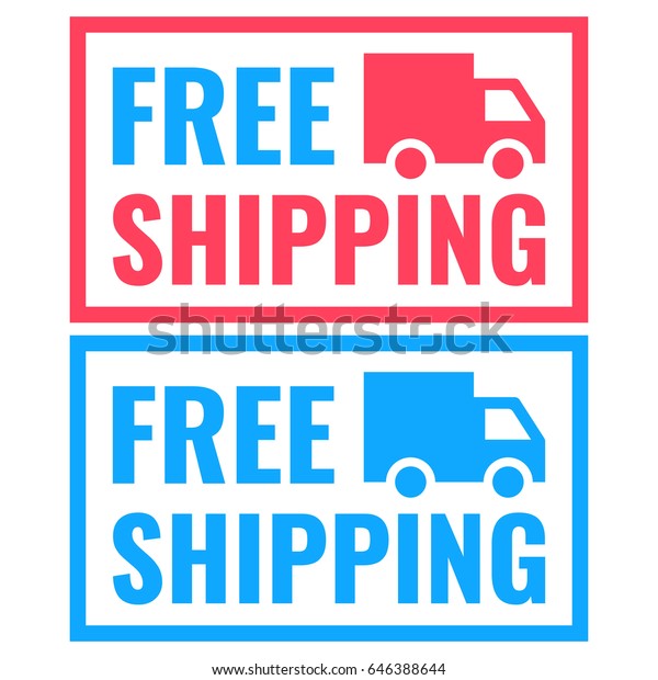 Free shipping. Two badges with truck icon.\
Flat vector illustration.