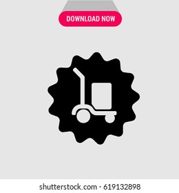 Free Shipping Vector Icon, The symbol of luggage on cart on wheels. Simple, modern flat vector illustration for mobile app, website or desktop app 