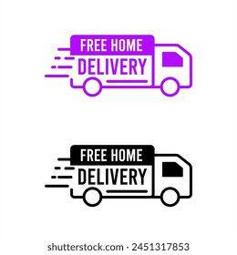 Free shipping vector logo and trust badge icon. Free Home Delivery vector badges, icon and logo