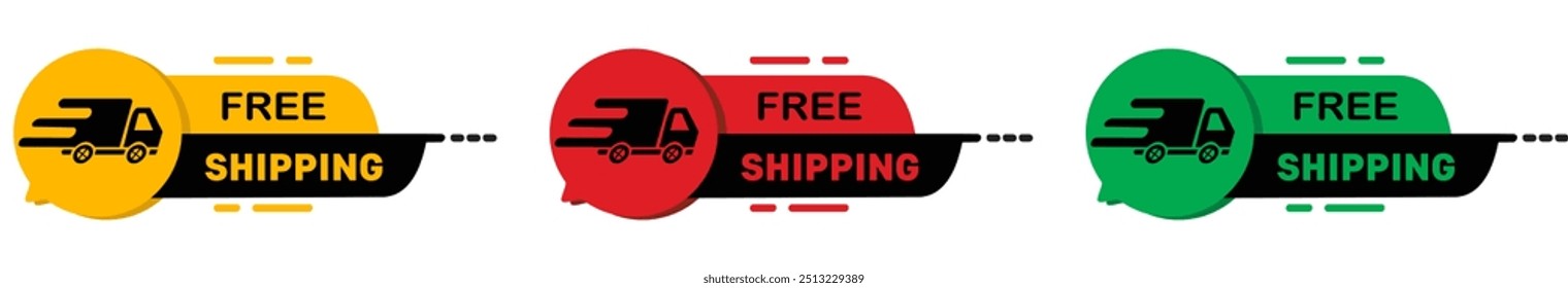 Free shipping vector sticker design. Shipping fast. Free delivery service badge. Fast delivery, express and urgent shipping, services, quick move. Service 24 7. Vector illustration.