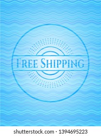 Free Shipping water wave representation emblem background. Vector Illustration. Detailed.