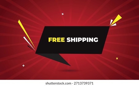 Envío gratis Web Anuncio Arte vectorial Plantilla de diseño de la insignia de la etiqueta negro gris Formas blanco amarillo negrita texto luz roja oscura sol de fondo abstracto de negocios venta de promoción de negocios oferta