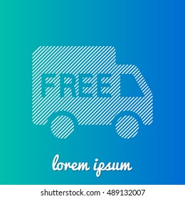 Free Shipping White stroke fill with blue and green gradient background Icon / Logo Design