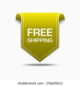 Free Shipping Yellow Label Icon Vector Design