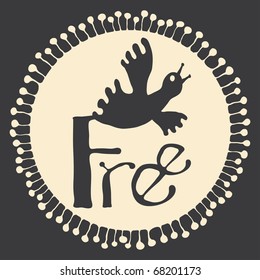 Free sign label with bird