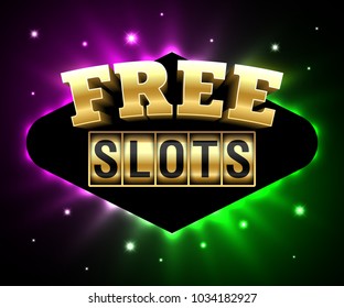 Free Slots banner, online gambling casino games poster with slot machine and text Free Slots, vector illustration