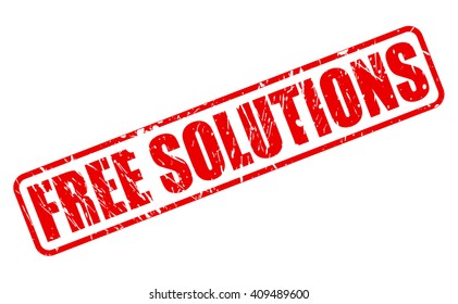 FREE SOLUTIONS red stamp text on white