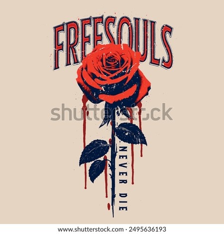 Free souls vector print design. Roses flower artwork for posters, stickers, background and others. Bird and rose illustration For Apparel and Other Uses. Music poster, Music festival artwork
