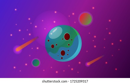 free space planets and stars in the night sky bright comets and radiance bewitching landscape