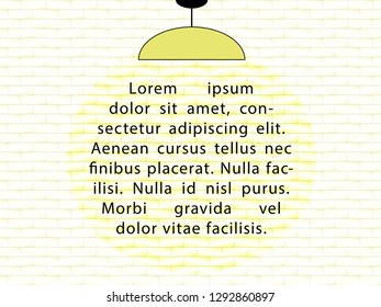 Free space for text on the brick wall background under the lamp shade