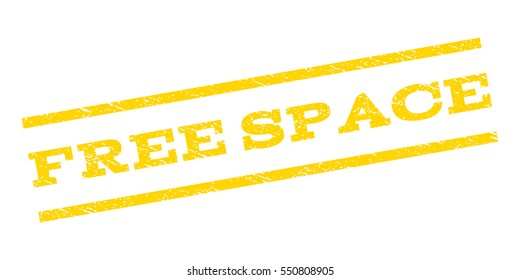 Free Space watermark stamp. Text tag between parallel lines with grunge design style. Rubber seal stamp with dirty texture. Vector yellow color ink imprint on a white background.