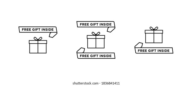 Free special gift inside icon badge. Illustration for marketing, promotions or social media. 
