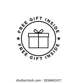 Free special gift inside icon badge. Illustration for marketing, promotions or social media. 