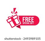 Free special gift label design vector for product sales. Red Label.