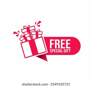 Free special gift label design vector for product sales. Red Label on white background.