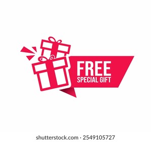 Free special gift label design vector for product sales. Red Label on white background.