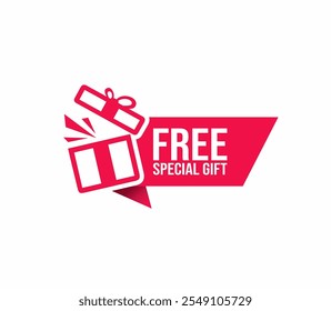 Free special gift label design vector for product sales. Red Label on white background.