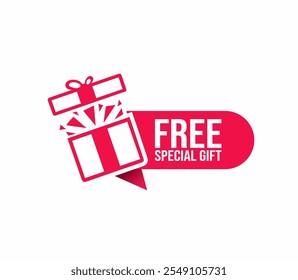 Free special gift label design vector for product sales. Red Label on white background.