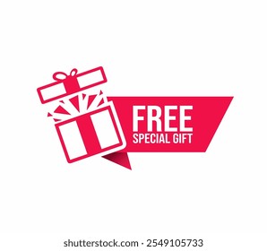 Free special gift label design vector for product sales. Red Label on white background.