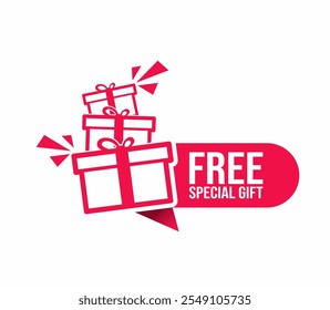 Free special gift label design vector for product sales. Red Label on white background.